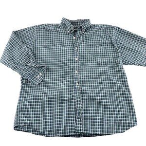 Britches Mens Plaid Long Sleeve Button-Down Shirt Size XL Green‎ & Blue Cotton